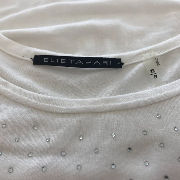 ELIE TAHARI WHITE CRYSTAL EMBELLISHED  MODAL TANK TOP SIZE XS NWOTS! - Picture 13 of 15